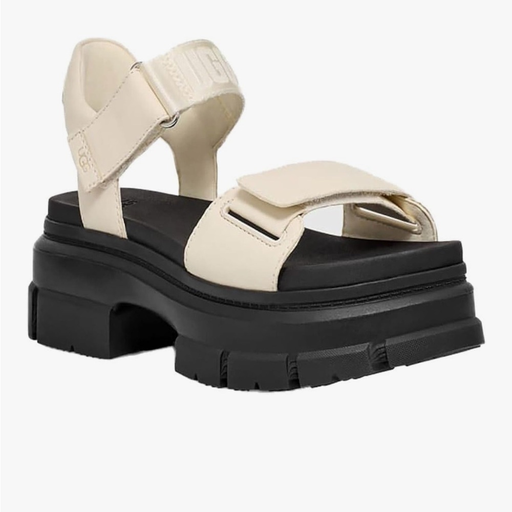 UGG Women's Black and Cream Chunky Sandals